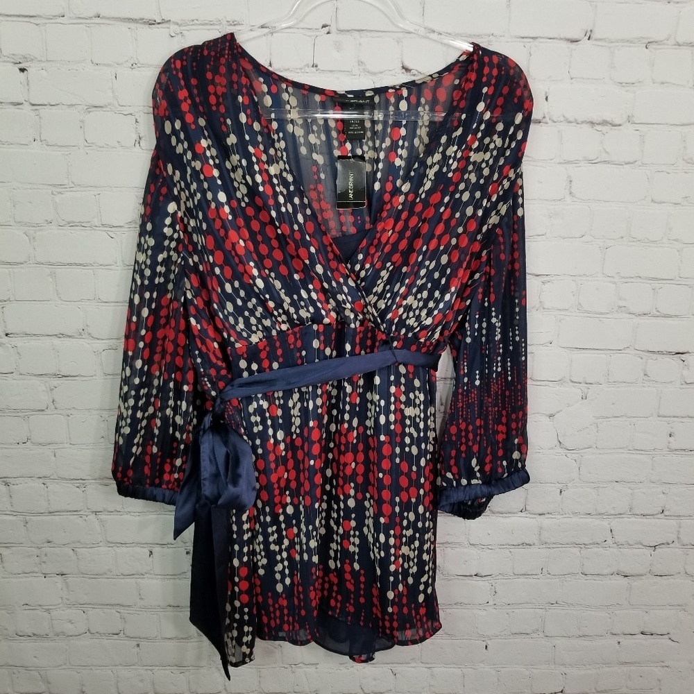 Lane Bryant sheer empire waist belted blouse NEW